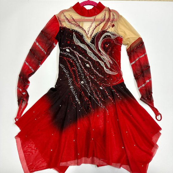 Used once Figure Skating Dress Size 12 (7~10T) with Hair Scrunchies 130~140cm - Picture 3 of 12